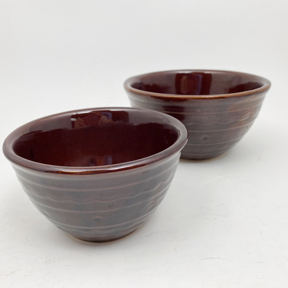 Marcrest Daisy Dot Brown 5" and 6" Stoneware Nesting Bowls Set of 2